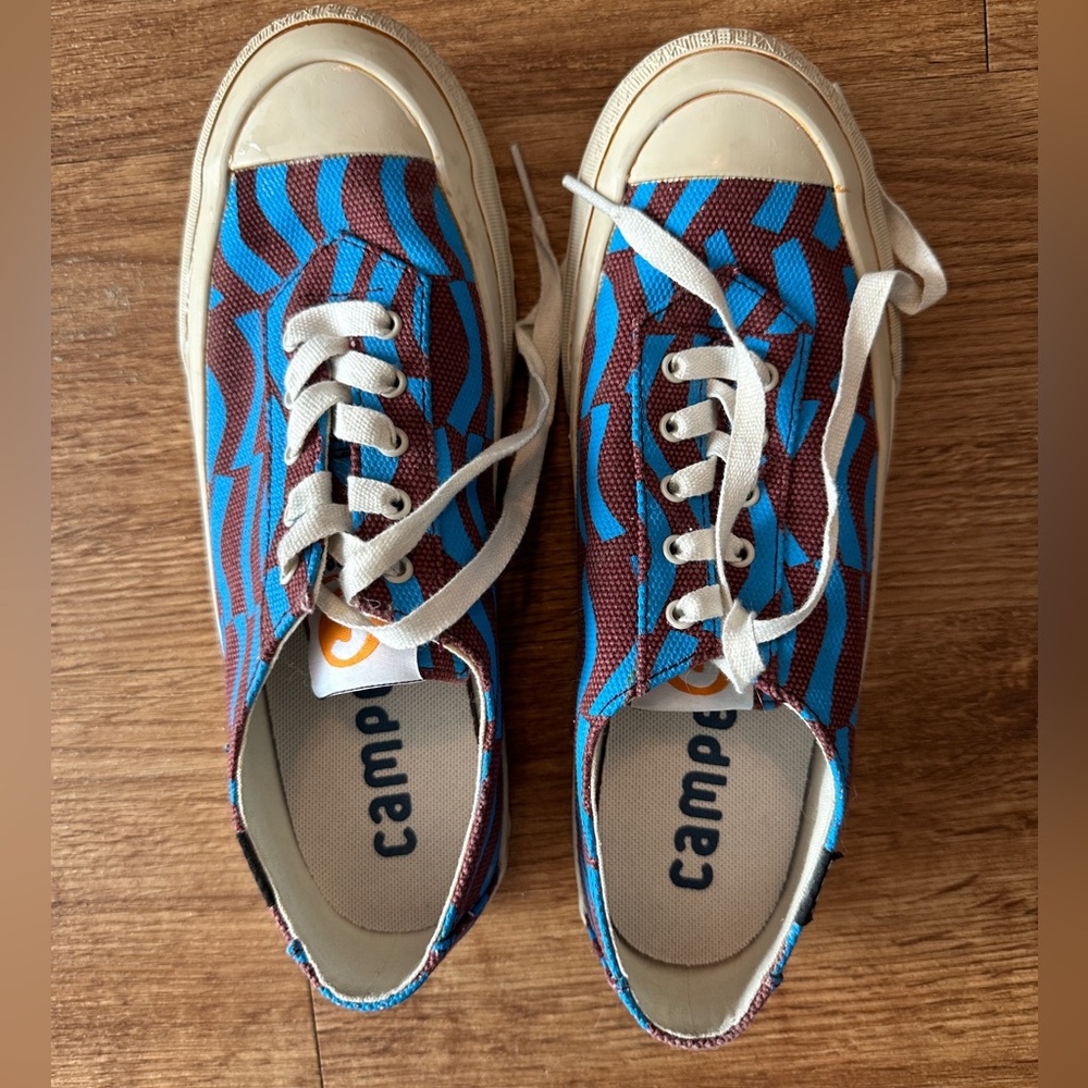 Camper Camaleón Blue and Brown Fabric Sneakers